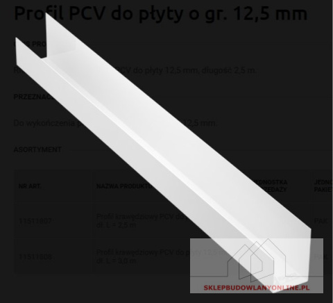 Profil specjalny PCV-J 2.50mb opak.= 50szt. RIGIPS